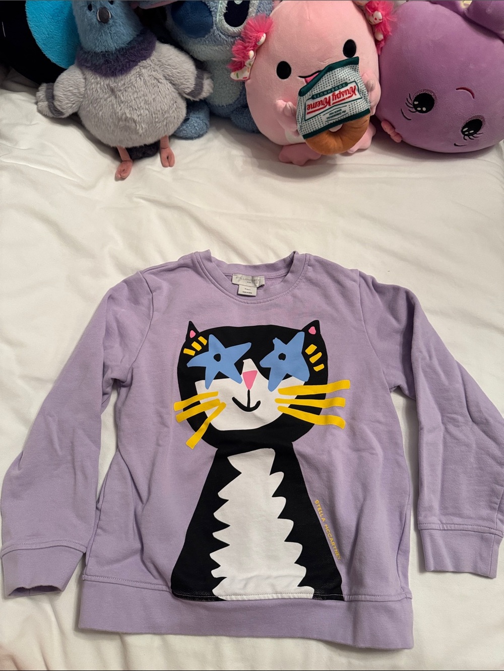 Stella McCartney Kids Lilac Cat Graphic Long-Sleeve Top